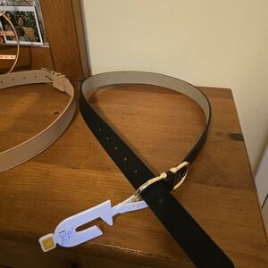 Time And Tru Black and Tan Belt with Gold Buckle Large